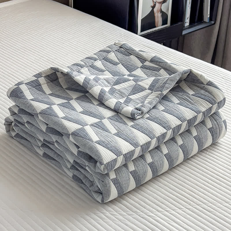 Geometric Triangle Print Cotton Muslin Quilt