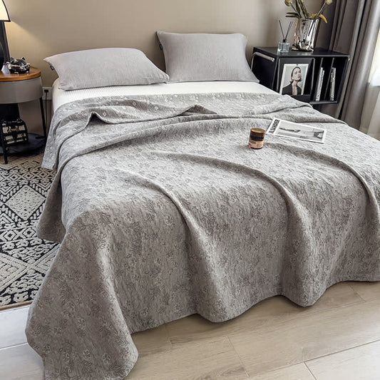 Floral Leaf Print Cotton Muslin Quilt