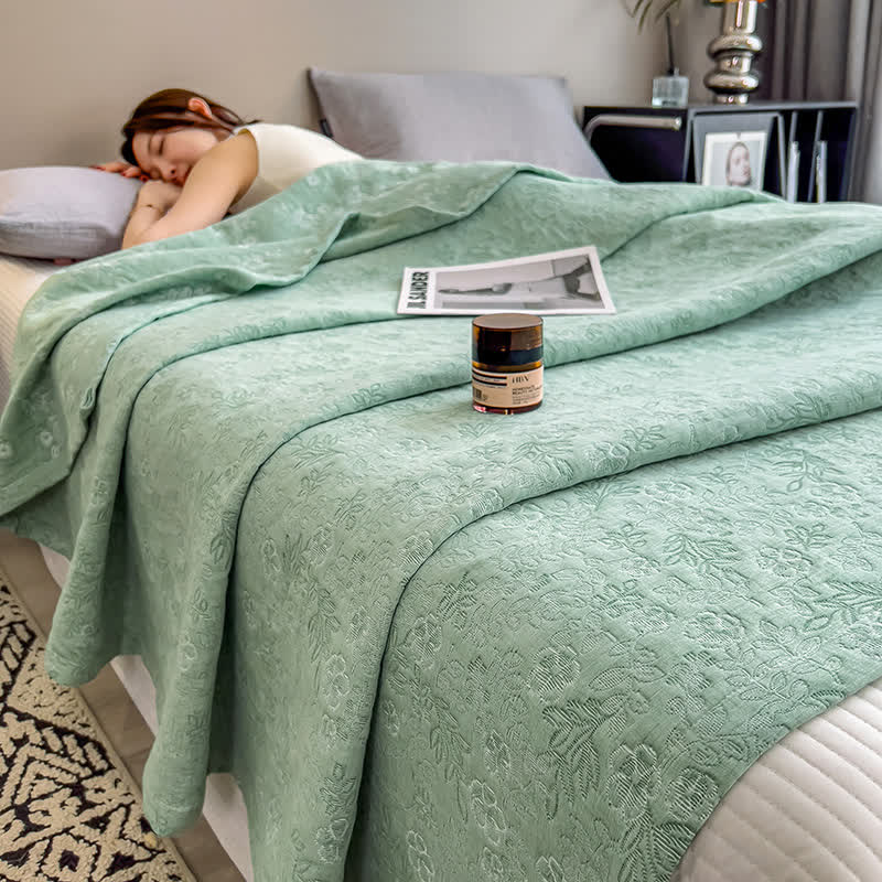Floral Leaf Print Cotton Muslin Quilt