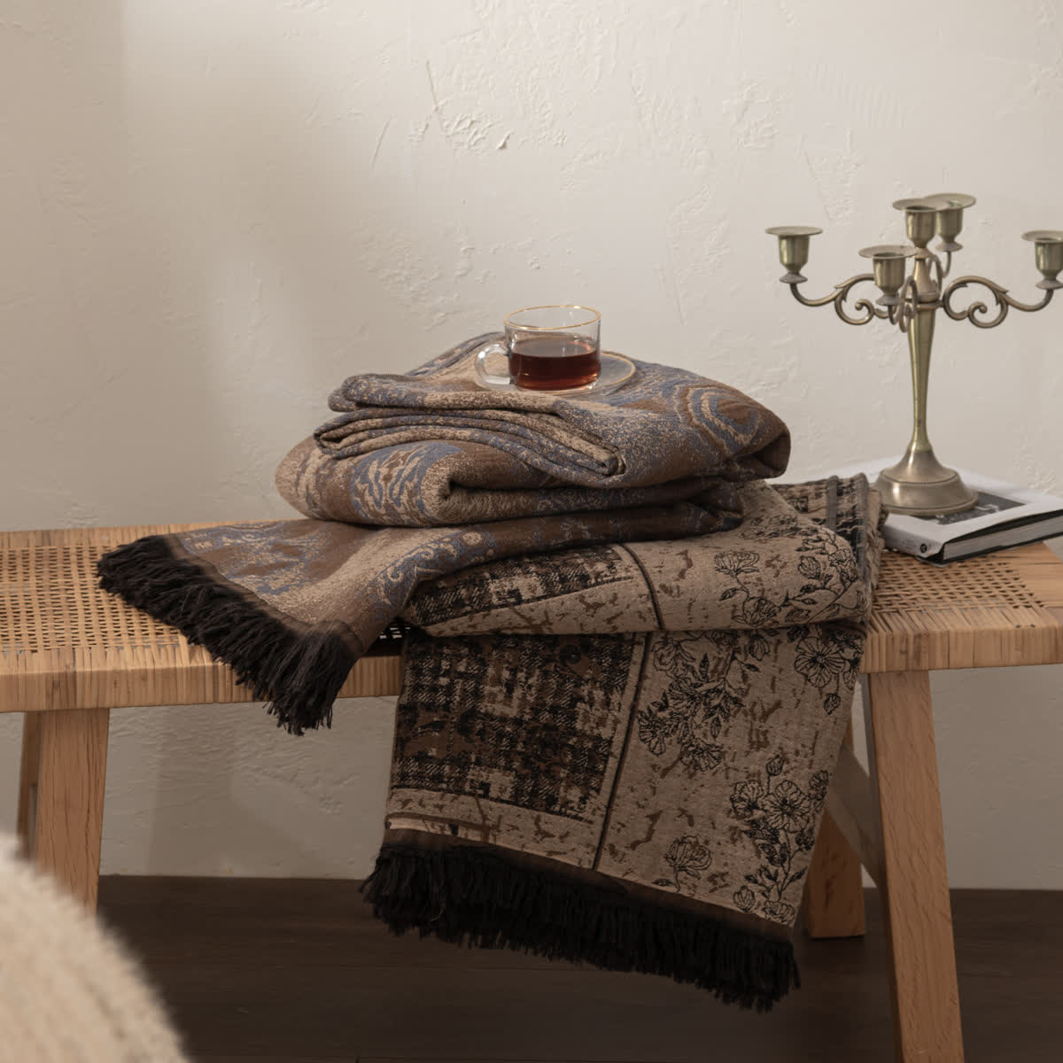 Floral Plaid Patchwork Cotton Muslin Quilt