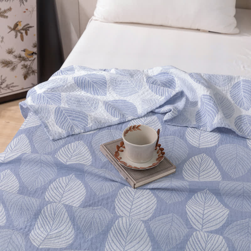 Leaf Print Cotton Gauze Jacquard Quilt