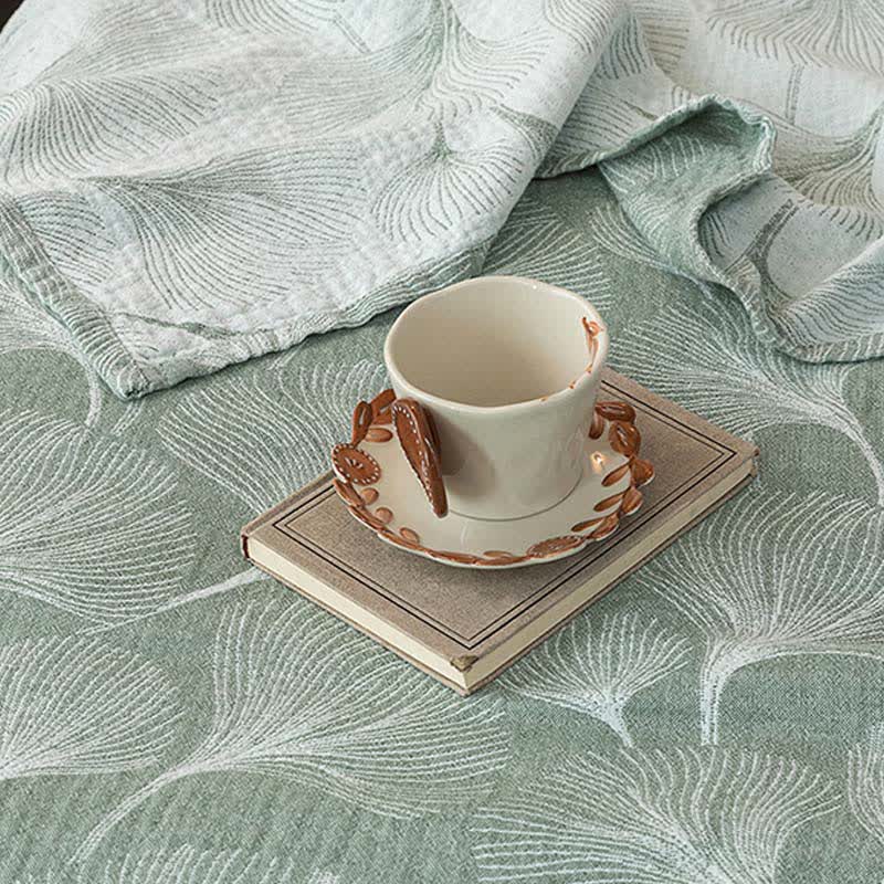 Artistic Green Ginkgo Cotton Gauze Quilt