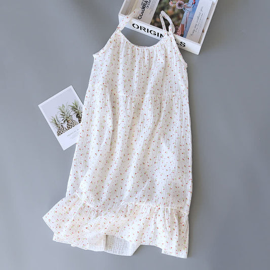 Red Floral Cotton Gauze Cami Nightgown