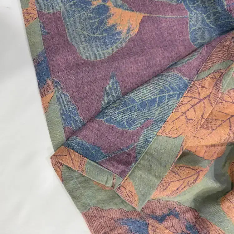 Brown Leaf Print Cotton Kimono Robe