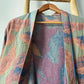Brown Leaf Print Cotton Kimono Robe
