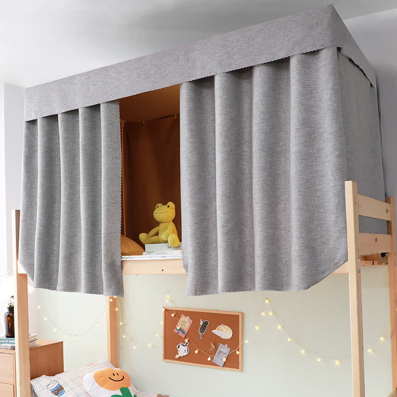 Cotton Linen Dorm Bed Blackout Curtain - Grey - 2PCS Blackout Curtains - 59"W x 79"L x 2 - image 3