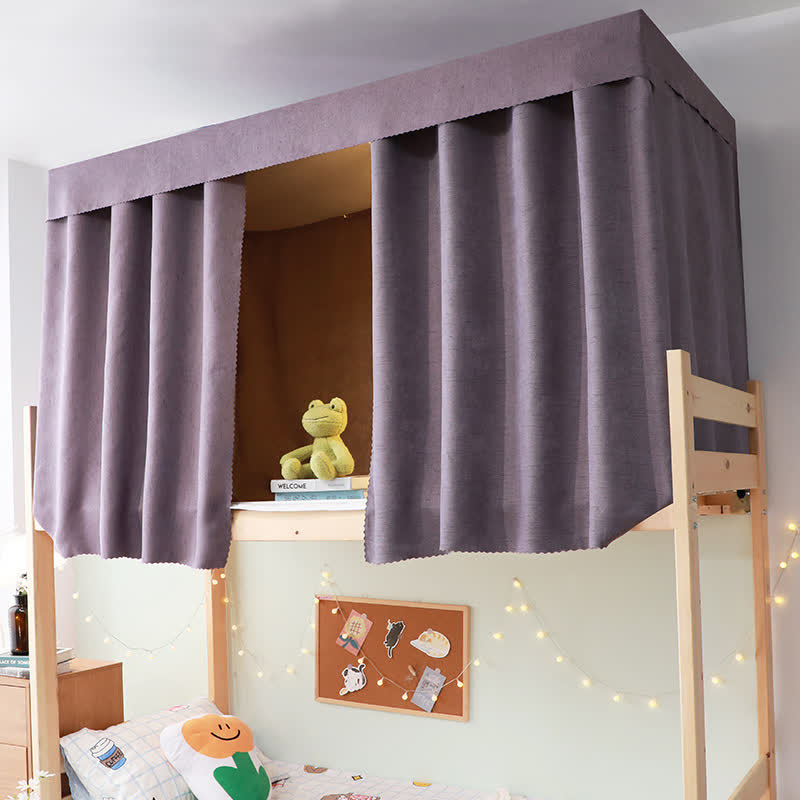 Cotton Linen Dorm Bed Blackout Curtain - Purple - 2PCS Blackout Curtains - 59"W x 79"L x 2 - image 5