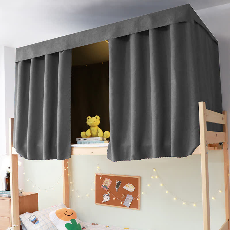 Cotton Linen Dorm Bed Blackout Curtain - Dark Grey - 2PCS Blackout Curtains - 59"W x 79"L x 2 - image 4
