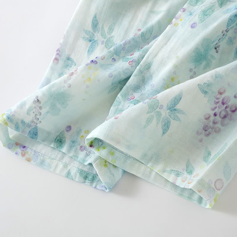 Lilac Print Cotton Gauze Japanese Pajamas