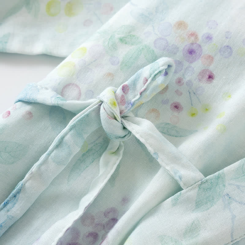 Lilac Print Cotton Gauze Japanese Pajamas