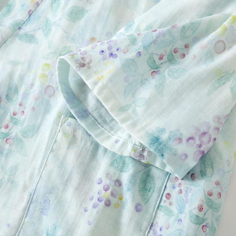 Lilac Print Cotton Gauze Japanese Pajamas
