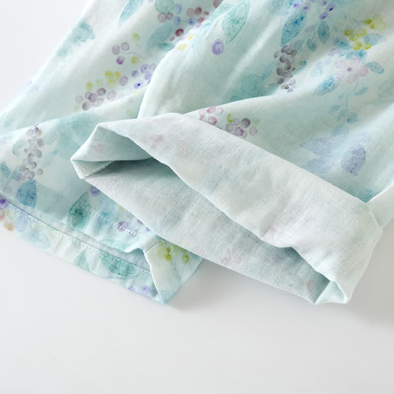 Lilac Print Cotton Gauze Japanese Pajamas