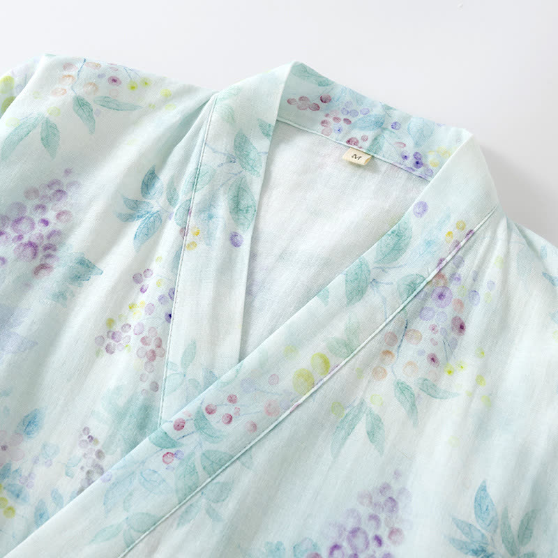 Lilac Print Cotton Gauze Japanese Pajamas