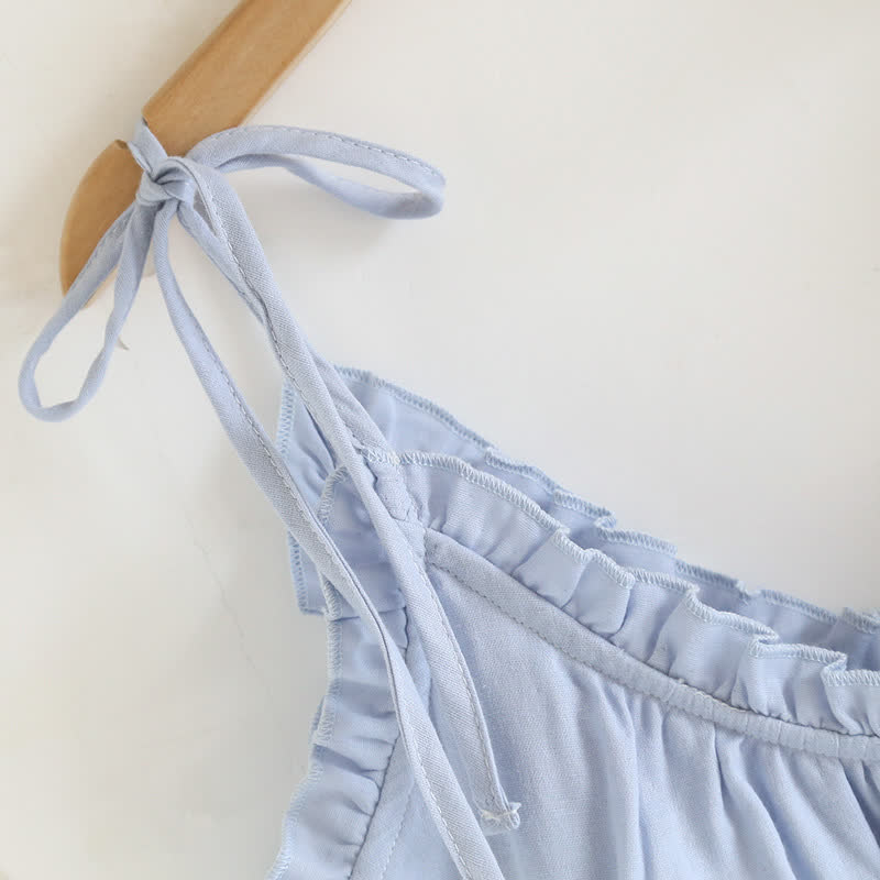 Ruffle Trim Cotton Padded Camisole Pajamas
