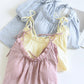 Solid Color Ruffle Cotton Camisole Pajamas