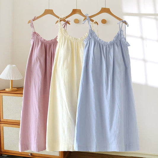 Ruffle Trim Cotton Camisole Nightdress