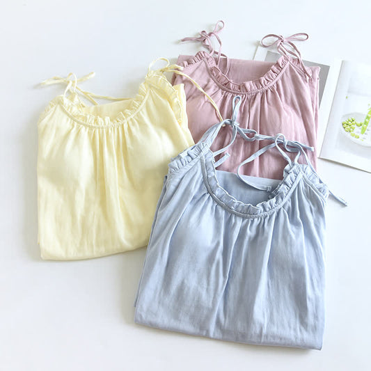 Ruffle Trim Cotton Camisole Nightdress