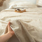 Beige Botanical Textured Cotton Linen Bedspread