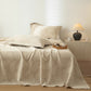 Beige Botanical Textured Cotton Linen Bedspread