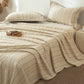 Beige Wheat Textured Cotton Linen Bedspread