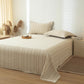 Beige Wheat Textured Cotton Linen Bedspread