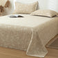 Beige Floral Textured Cotton Linen Bedspread