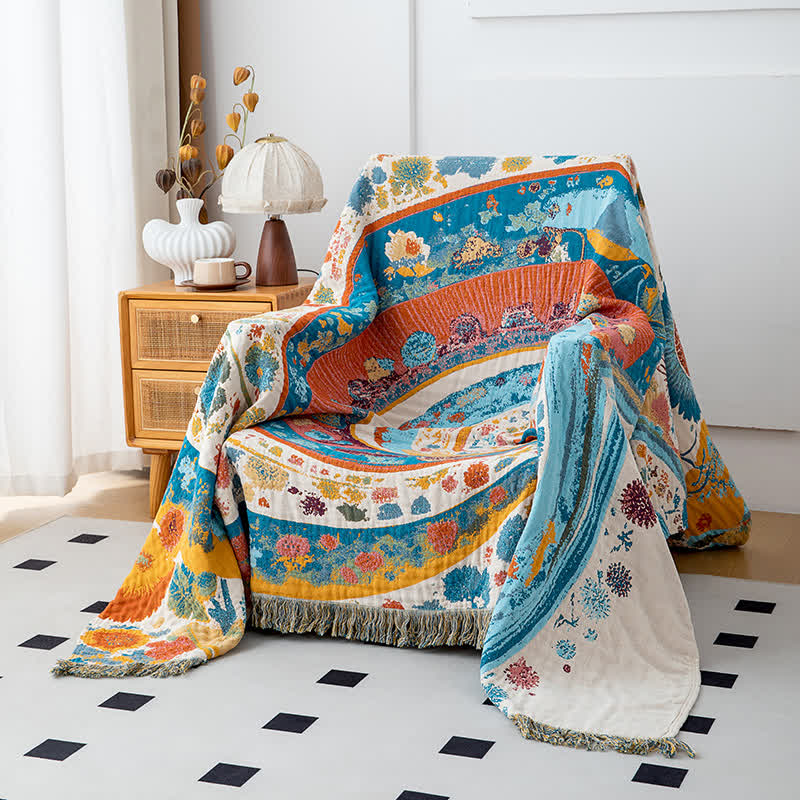 Artistic Wave Floral Cotton Gauze Quilt - image 6