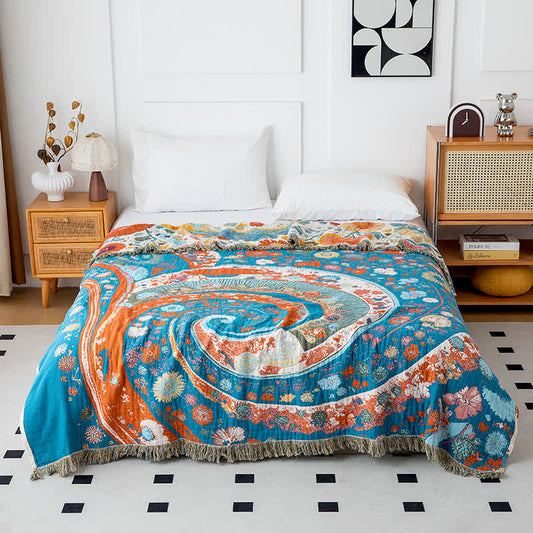 Artistic Wave Floral Cotton Gauze Quilt - image 2