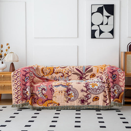 Paisley Floral Cotton Gauze Reversible Blanket