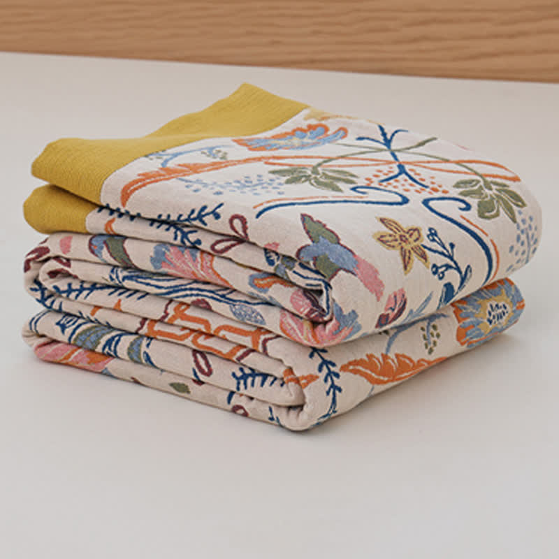 Geometric Floral Cotton Gauze Quilt