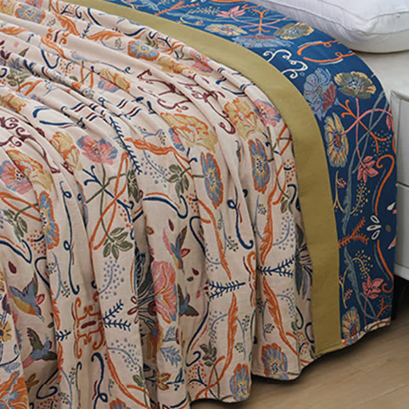 Geometric Floral Cotton Gauze Quilt