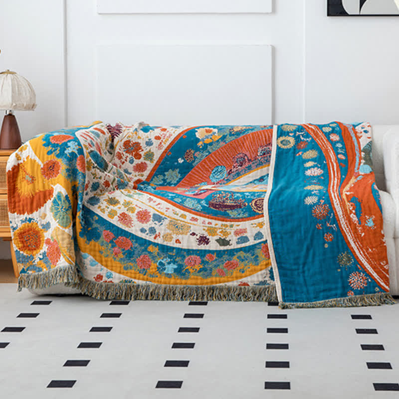 Artistic Wave Floral Cotton Gauze Quilt - image 5