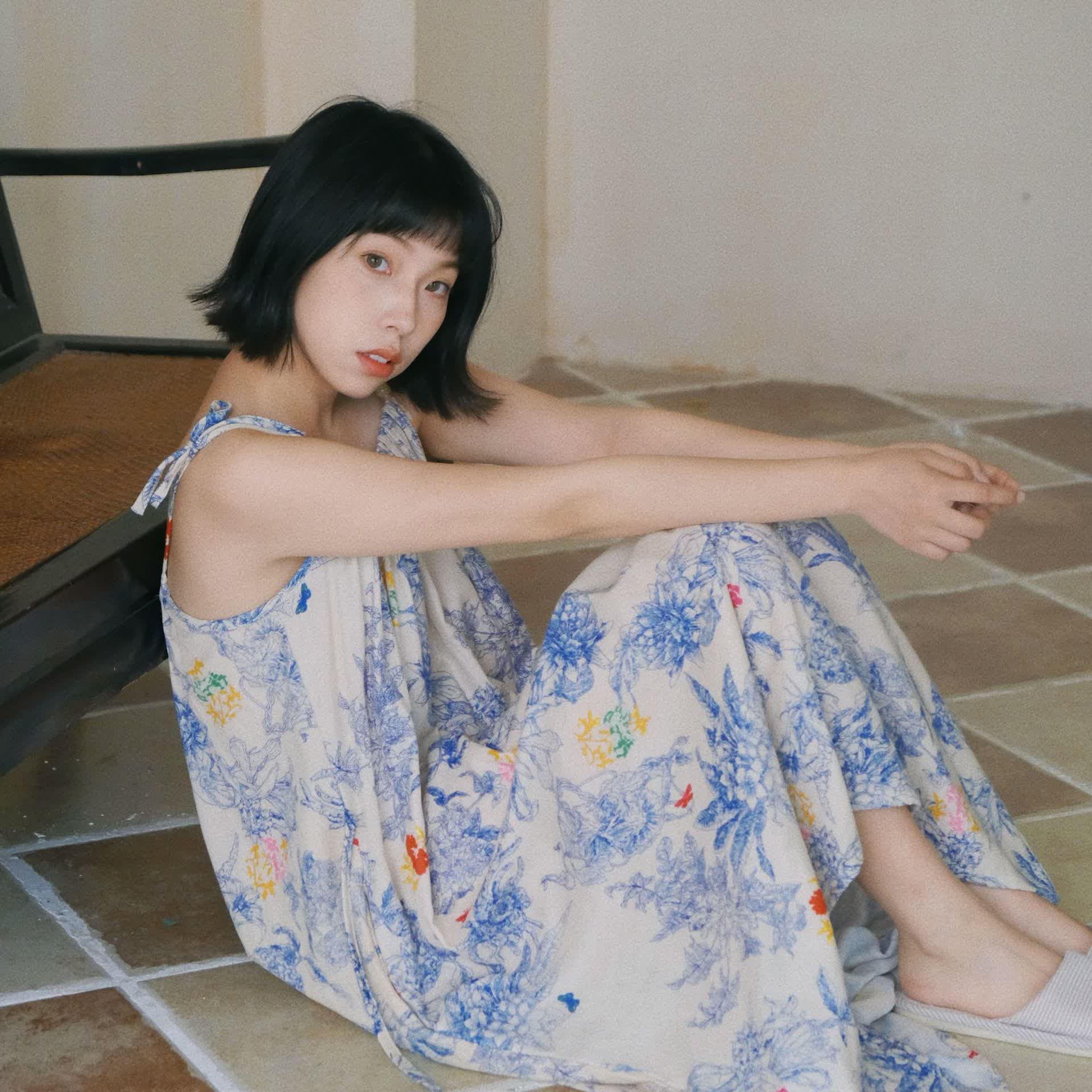 Blue Floral Cotton Camisole Nightdress - image 2