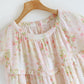 Ruffle Neck Rose Print Cotton Nightgown