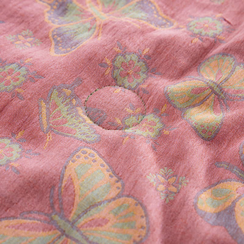 Pink Butterfly Cotton Gauze Jacquard Quilt