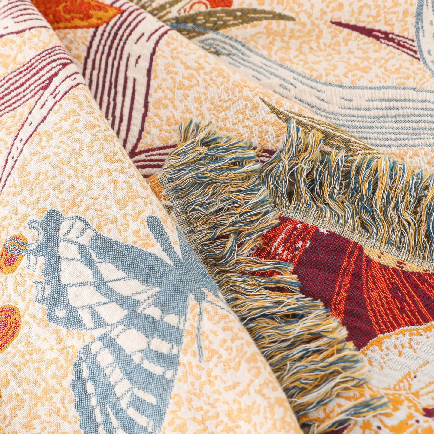Pineapple Floral Butterfly Natural Cotton Quilt