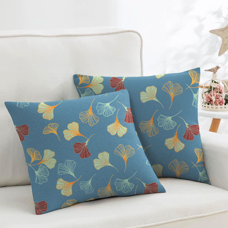 Ownkoti Ginkgo Biloba Cotton Jacquard Square Pillowcases(2PCS) - Blue - 18" x 18" - image 8