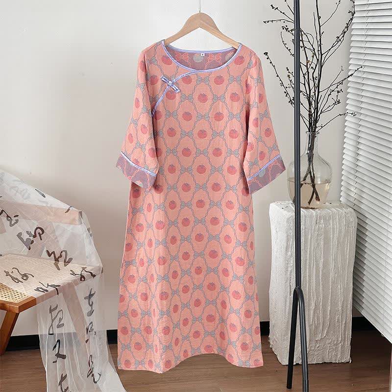 Persimmon Bow Cotton Gauze Jacquard Nightdress