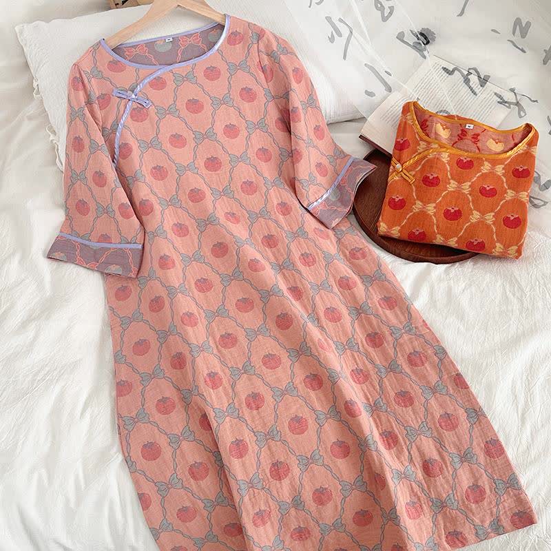 Persimmon Bow Cotton Gauze Jacquard Nightdress