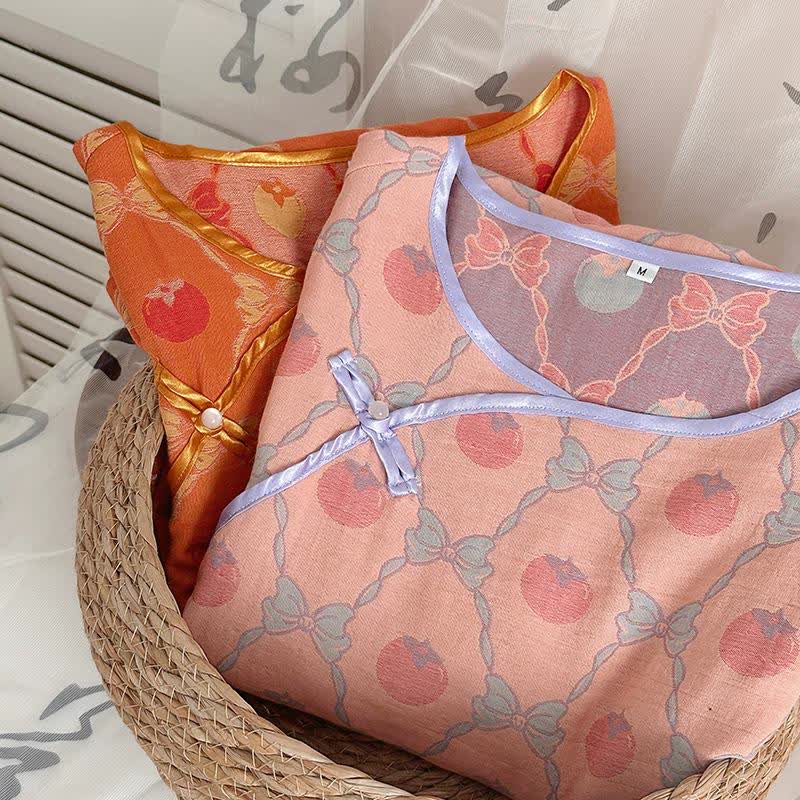 Persimmon Bow Cotton Gauze Jacquard Nightdress