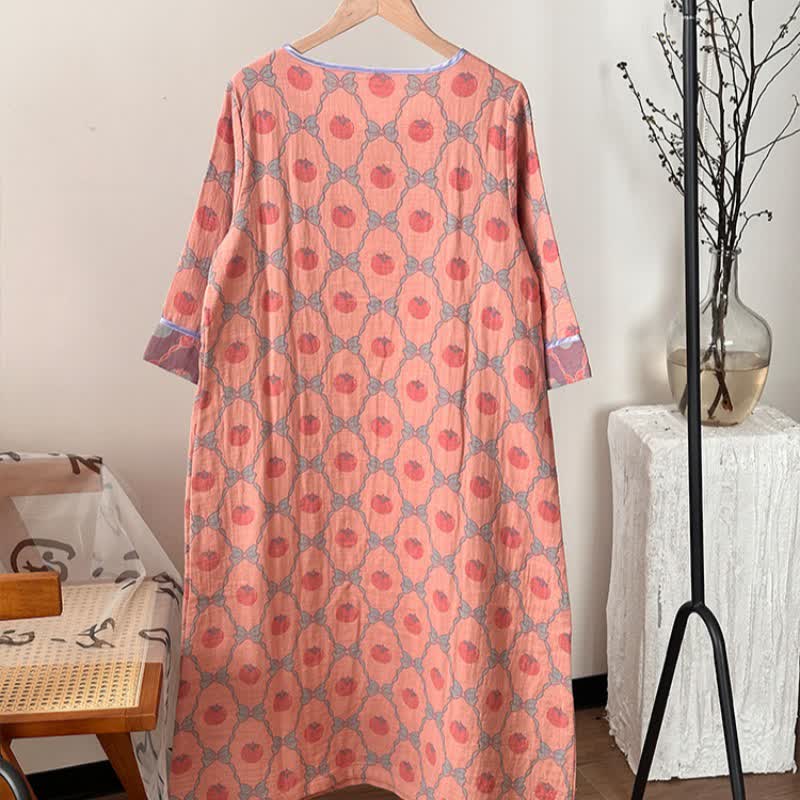 Persimmon Bow Cotton Gauze Jacquard Nightdress