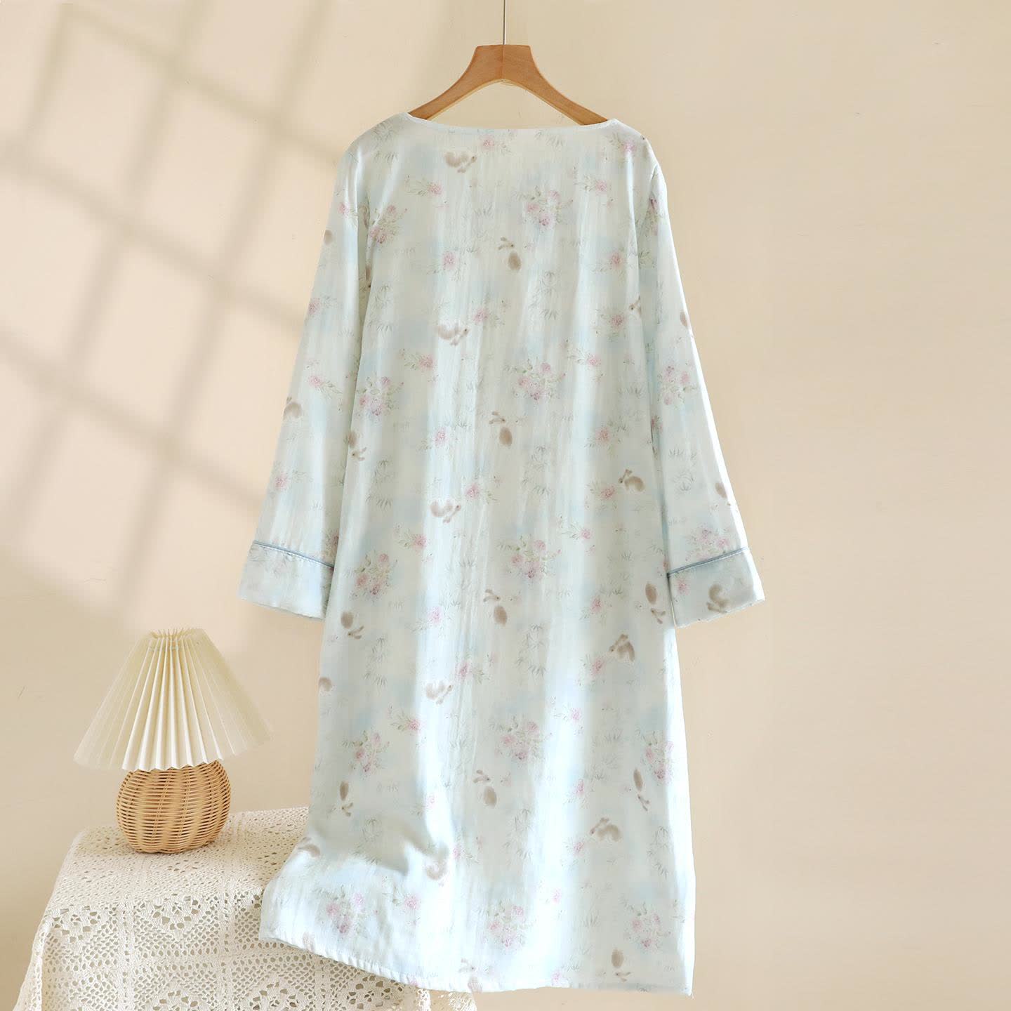 Oriental Rabbit Bamboo Cotton Gauze Nightdress