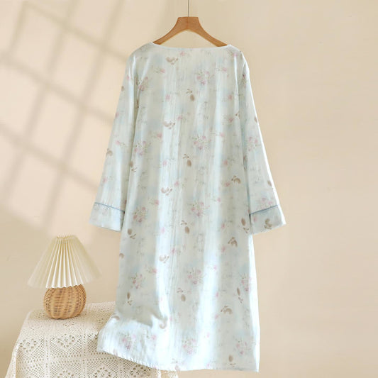 Oriental Rabbit Bamboo Cotton Gauze Nightdress