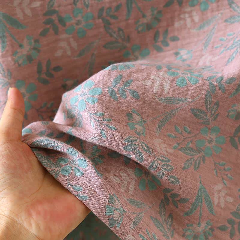 Oriental Floral Cotton Gauze Jacquard Pajamas