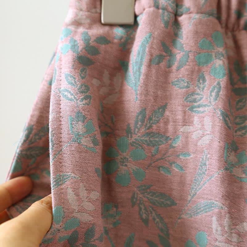 Oriental Floral Cotton Gauze Jacquard Pajamas