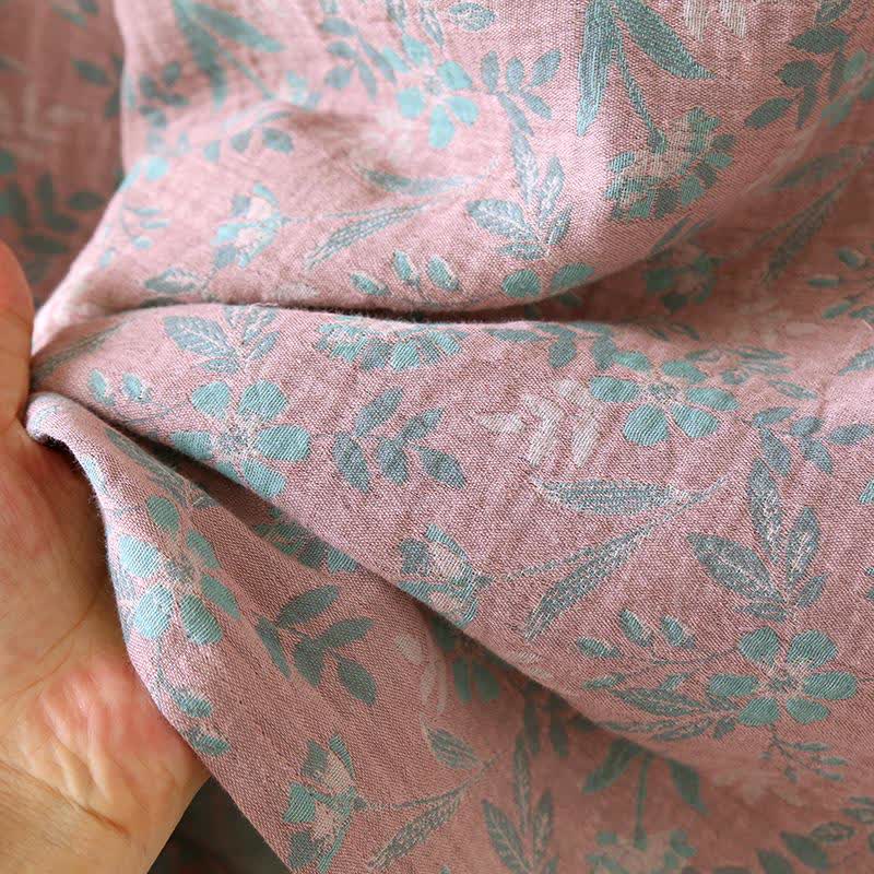 Oriental Floral Cotton Gauze Jacquard Pajamas