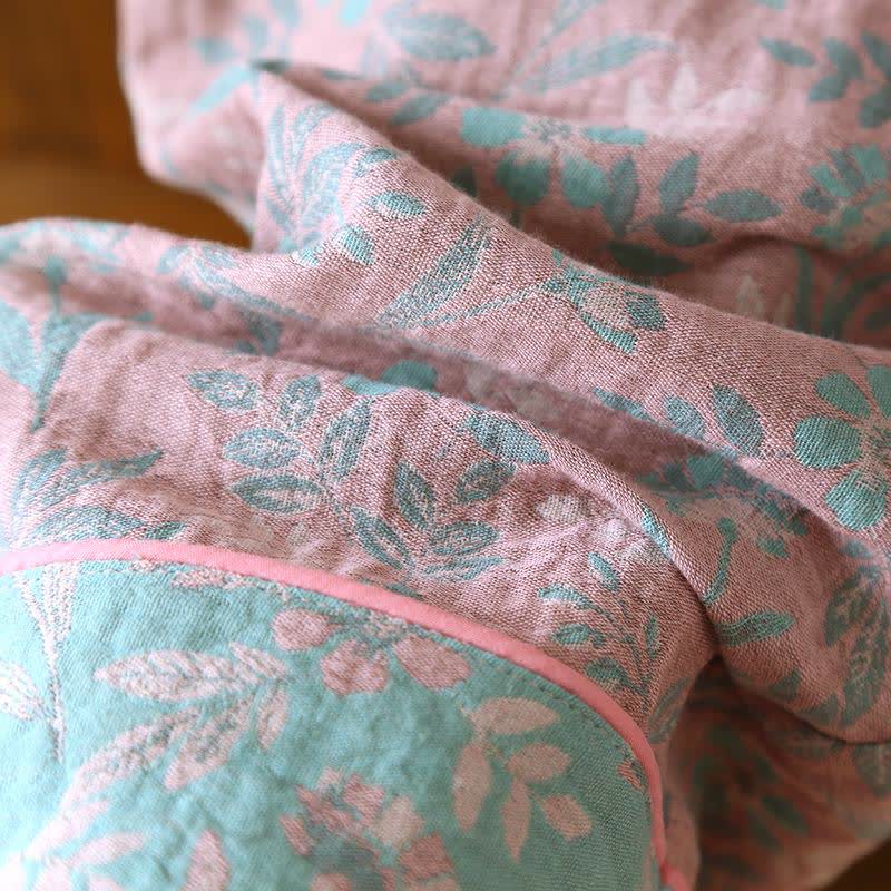 Oriental Floral Cotton Gauze Jacquard Pajamas