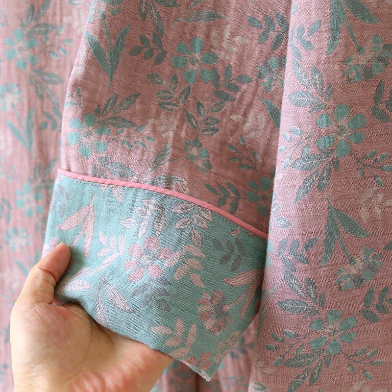 Oriental Floral Cotton Gauze Jacquard Pajamas