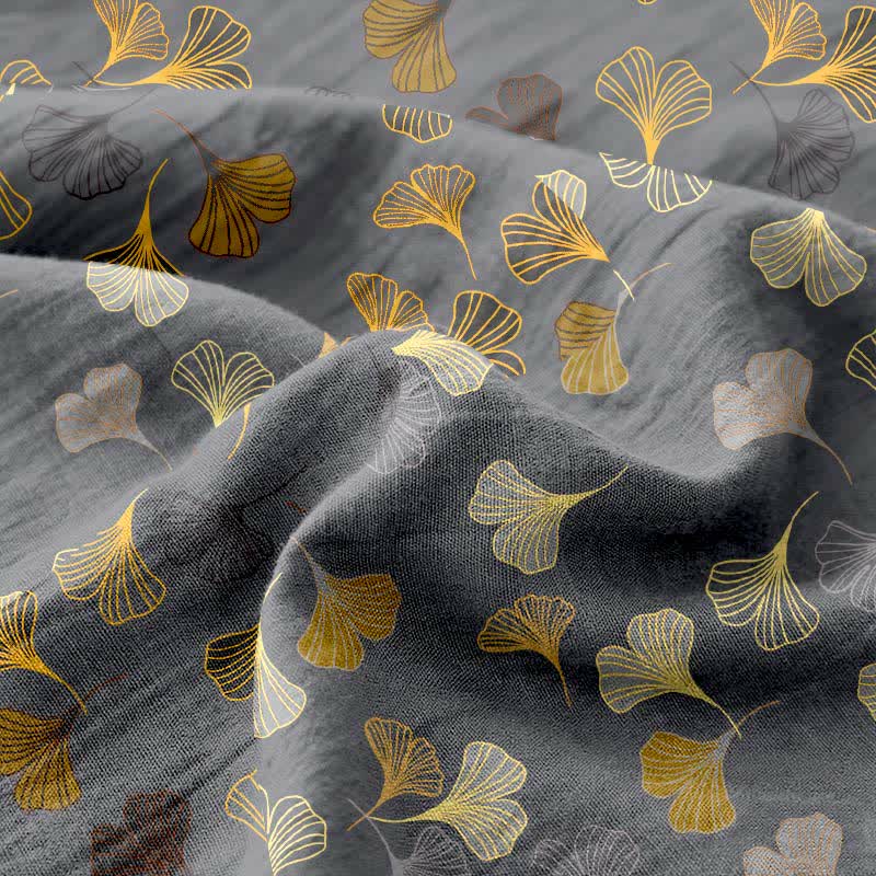 Ginkgo Reversible Cotton Gauze Jacquard Bedspread