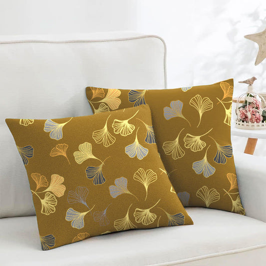 Ownkoti Ginkgo Biloba Cotton Jacquard Square Pillowcases(2PCS) - Dark Yellow - 18" x 18" - image 0